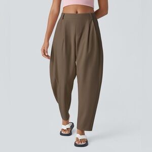 HALARA Barrel Olive Green Tapered Trousers